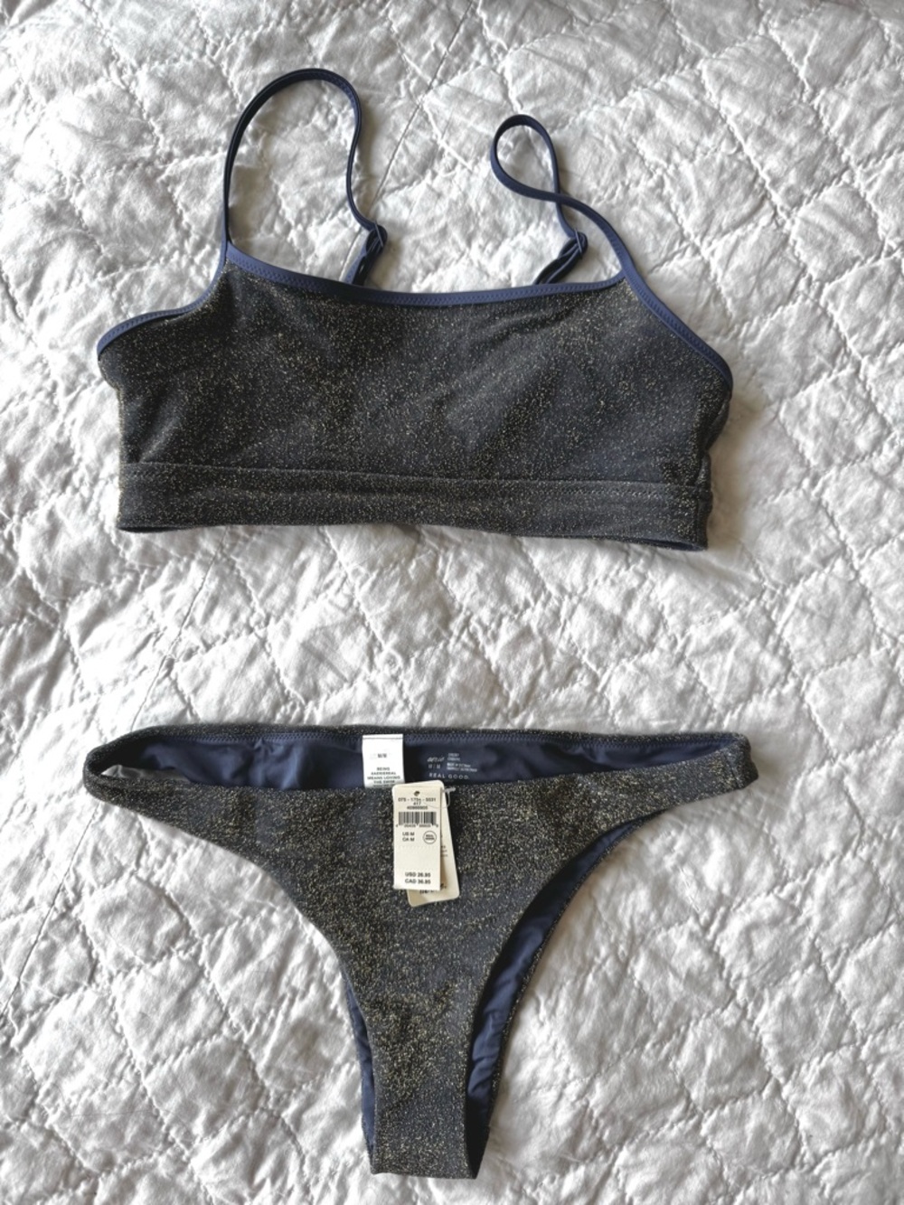 aerie Sparkle Navy Blue Bikini Set